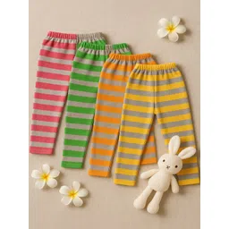 CORTICA Kids Unisex Pack of 4 Multicolor Cotton Comfortable Track Pants-picture-13