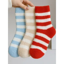 CORTICA Women Pack Of 3 Striped Calf-Length Socks-picture-14