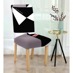 Black Printed Polyester 15x19 Inches Stretchable Chair Cover by Cortina-picture-34