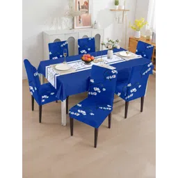 Cortina 7-Pcs Blue & White Printed Chair Covers & Table Cover-picture-27