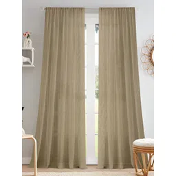 Cortina Beige 2 Pieces Sheer Long Door Curtain-image-42