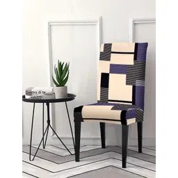 Cortina Beige & Blue Printed Fitted Chair Covers-picture-45