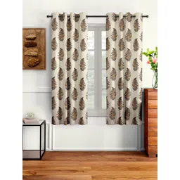 Cortina Beige & Brown 2 Pcs Quirky Printed Window Curtains-picture-34