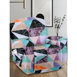 Cortina Beige & Green Printed Single Seater Sofa Cover-picture-35