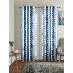 Cortina Blue & White 2 Pieces Quirky Printed Door Curtains-picture-42