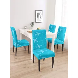 Cortina Blue & White 4 Pieces Abstract Printed Chair Covers-picture-13