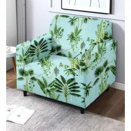 cortina Blue Floral Polyester (1Pc) Seater Sofa Cover-picture-34