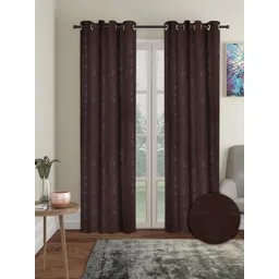 Cortina Brown 2 Pieces Black Out Long Door Curtains-picture-11
