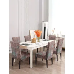 Cortina Brown 6-Pieces Abstract Printed Chair Covers-picture-33