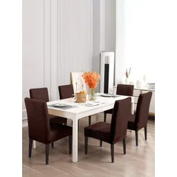 Cortina Brown 6 Pieces Printed Comfortable Dining Chair Cover-picture-25