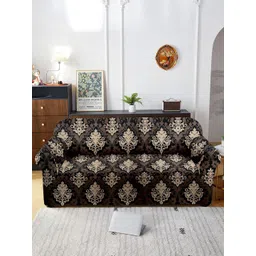 Cortina Brown & Black Printed Stretchable 3-Seater Sofa Cover image 1