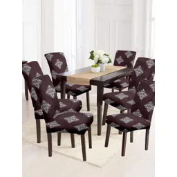 Cortina Brown & White Printed Chair Covers Set Of 6-picture-23