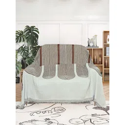 Cortina Brown & White Printed Reversible 1 Seater Sofa Cover-picture-27