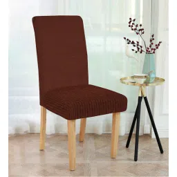 cortina Brown Printed Polyester 15x19 Inches Stretchable Chair Covers (Pack of 4)-picture-10