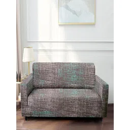 Cortina Brown Printed Stretchable Non-Slip 2-Seater Sofa Covers-picture-12