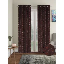 Cortina Brown Velvet Foil Blackout Door Curtains - Set of 2 (7 ft)-picture-13