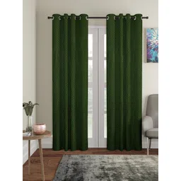 Cortina Green 2 Pieces Textured Door Curtain-picture-25