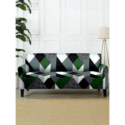Cortina Green & Grey Printed Three Seater Sofa Cover-picture-32