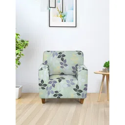 Cortina Green Printed 1-Seater Stretchable Non-Slip Sofa Slipcover-picture-40
