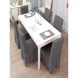 Cortina Grey 6 Pieces Square Textured Chair Covers-picture-41