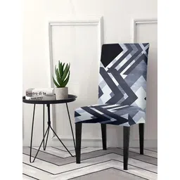 Cortina Grey & White Geometric Printed Fitted Chair Cover-picture-10