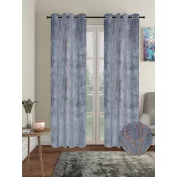 Cortina Grey Velvet Foil Blackout Door Curtains - Set of 2 (7 ft)-picture-21