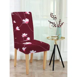 Cortina Maroon & White Floral Printed Chair Cover-picture-33