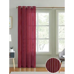 Cortina Maroon Self Design Sheer Long Door Curtain image 1
