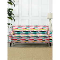 Cortina Multicolor Printed 2-Seater Stretchable Non-Slip Sofa Slipcover-picture-37