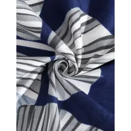 Cortina Navy Blue & White 104 TC Queen Bedsheet with 2 Pillow Covers image 3