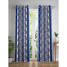 Cortina Navy Blue & White 2 Pieces Ethnic Motifs Long Door Curtain-picture-25