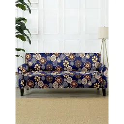 Cortina Navy Blue & White Printed 3 Seater Sofa Cover-picture-32