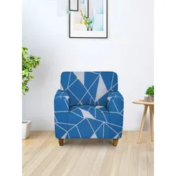 Cortina Navy Blue & White Printed Single-Seater Sofa Cover-picture-15
