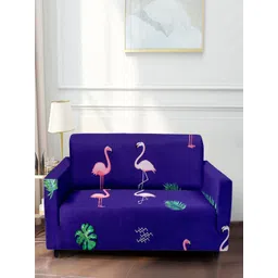 Cortina Navy Blue Printed 2-Seater Stretchable Non-Slip Sofa Slipcover-picture-16