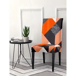 Cortina Orange & Black Printed Super Stretchable Chair Covers-picture-30
