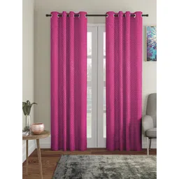 Cortina Pink 2 Pcs Self Design Door Curtains-picture-37