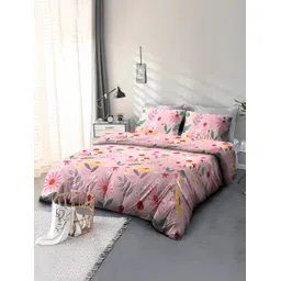 Cortina Pink & White Floral 110 TC Queen Bedsheet with 2 Pillow Covers-picture-29