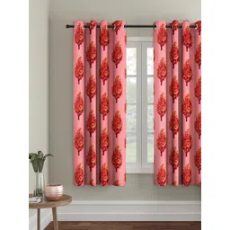 Cortina Pink Single Floral Printed Window Curtain-picture-25