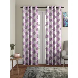 Cortina Purple & White 2 Pieces Quirky Printed Door Curtains-picture-22