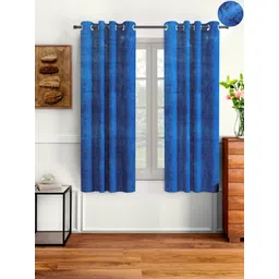 Cortina Set Of 2 Blue Velvet Room Darkening Window Curtain-picture-10