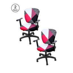 Cortina Set Of 2 Red & White Geometric Printed Chair Covers-picture-17