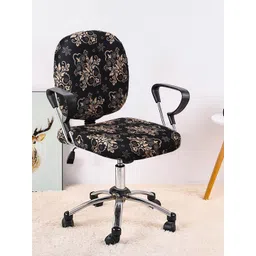 Cortina Set Of 4 Black & Beige Ethnic Motifs Printed Chair Covers-picture-36