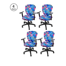 Cortina Set of 4 Blue & Pink Tropical Printed Chair Covers-picture-34