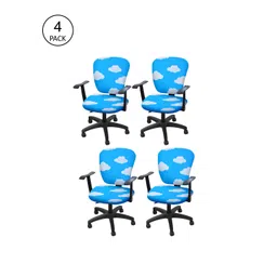 Cortina Set of 4 Blue & White Printed Chair Covers-picture-25