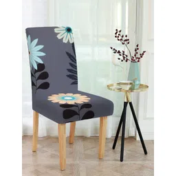 Cortina Set Of 4 Grey & Blue Printed Chair Covers-picture-30
