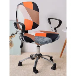 Cortina Set Of 4 Orange & Brown Printed Chair Covers-picture-37