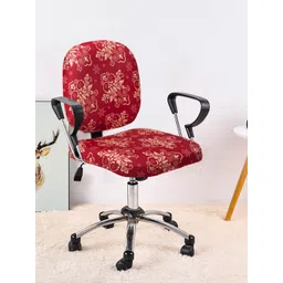 Cortina Set Of 4 Red & Beige Ethnic Motifs Chair Covers-picture-37