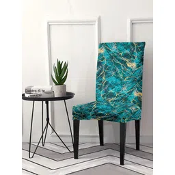Cortina Teal Green Abstract Printed Super-Stretchable Chair Cover-picture-10