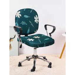 Cortina Teal Green & White Floral Printed Chair Covers-picture-41