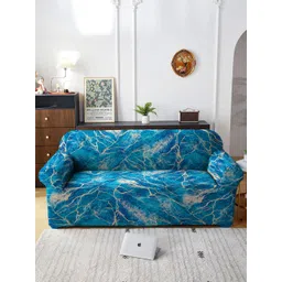 Cortina Teal Green Printed 3-Seater Stretchable Non-Slip Sofa Slipcover-picture-18